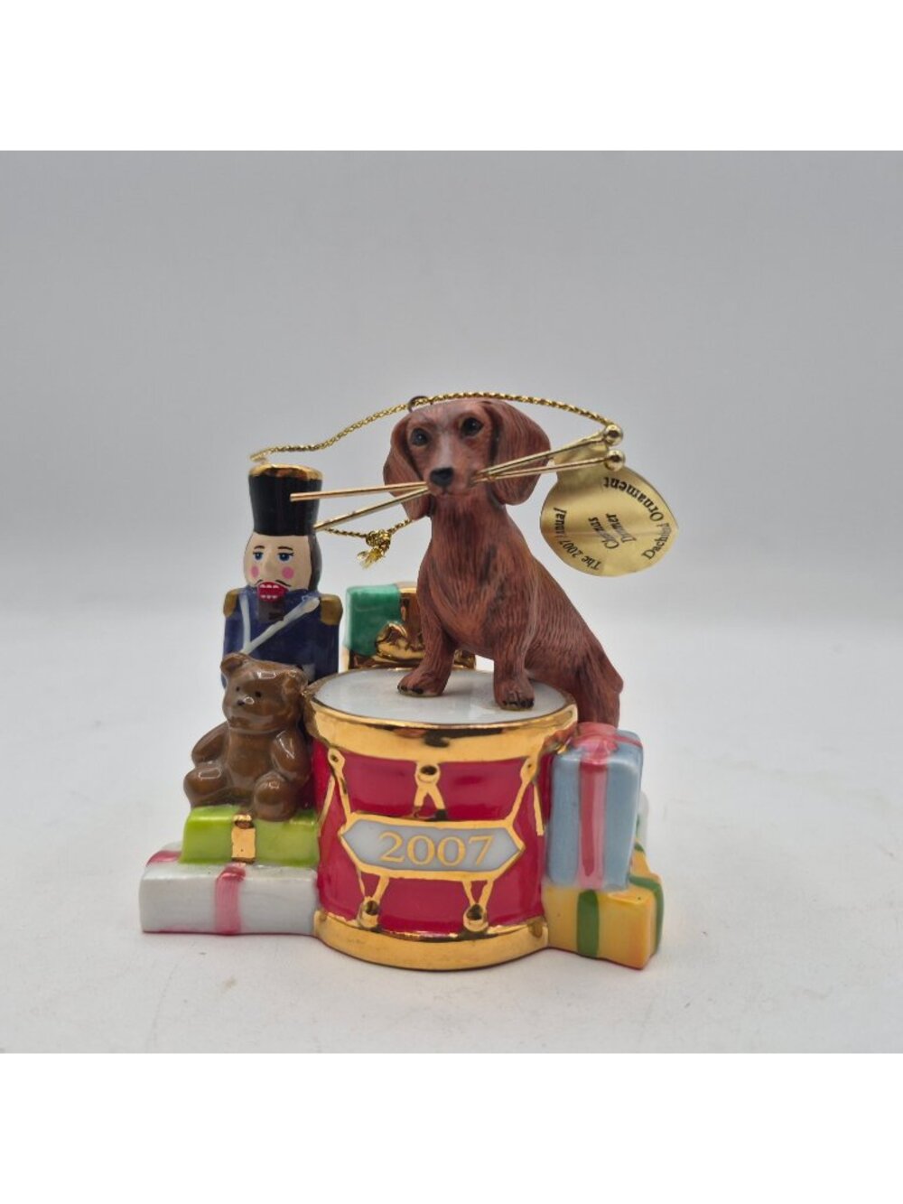 Dachshund Christmas Ornament 2007 Annual Drummer Dog Drum Toys Holiday Decor